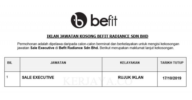 Befit Radiance ~ Eksekutif Jualan