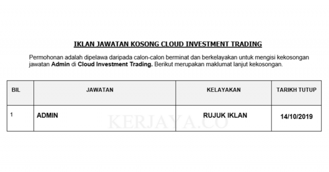 Cloud Investment Trading ~ Admin