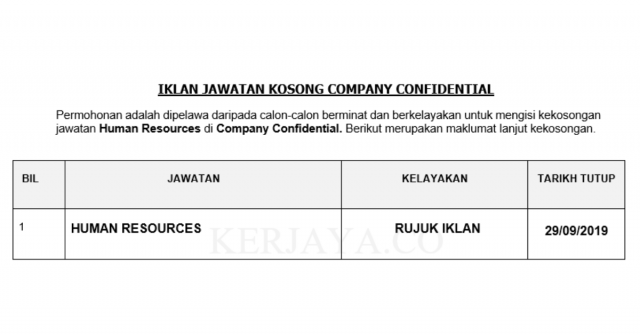 Company Confidential ~ Human Resources