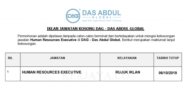 DAG – Das Abdul Global ~ Human Resources Executive