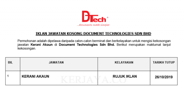 Document Technologies ~ Kerani Akaun