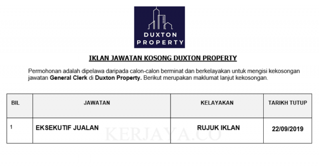 Duxton Property ~ Eksekutif Jualan