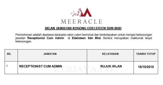 Edelsteen ~ Receptionist & Admin