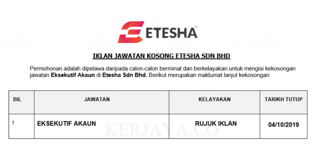 Etesha ~ Eksekutif Akaun