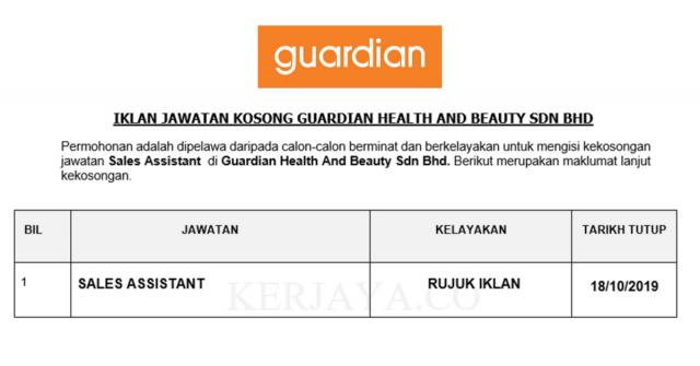 Guardian Health And Beauty ~ Sales Assistant