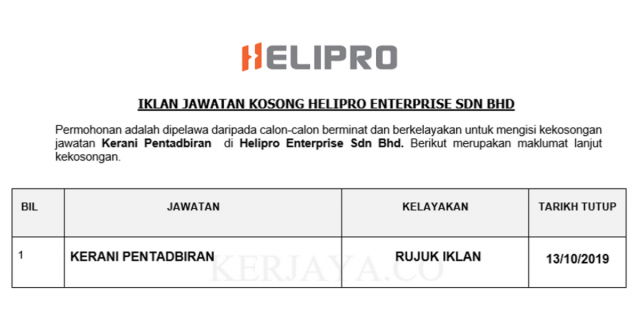 Helipro Enterprise ~ Kerani Pentadbiran