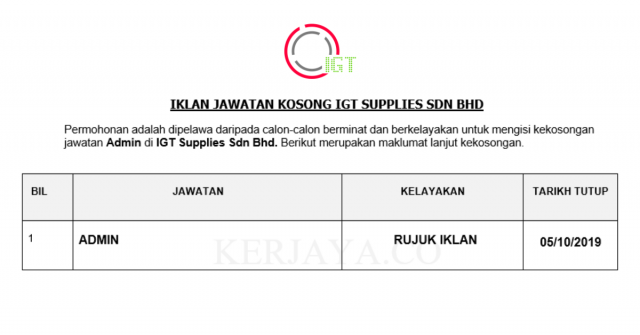 IGT Supplies ~ Admin