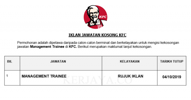 KFC ~ Management Trainee