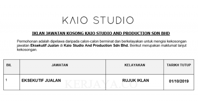 Kaio Studio And Production ~ Eksekutif Jualan