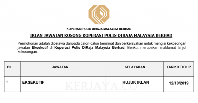 Koperasi Polis DiRaja Malaysia Berhad ~ Eksekutif