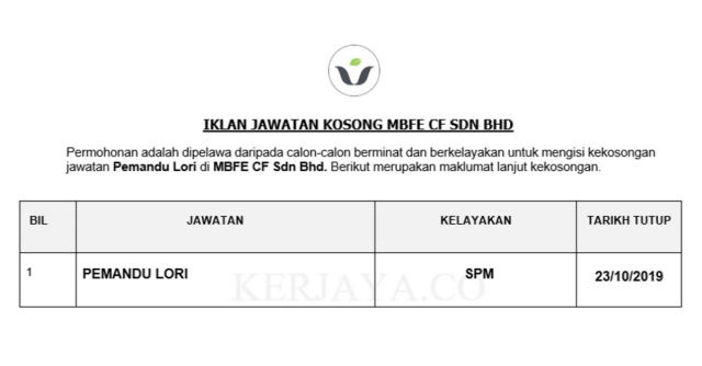 MBFE CF ~ Pemandu Lori