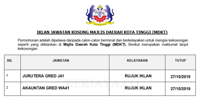 Majlis Daerah Kota Tinggi (MDKT) ~ Jurutera & Akauntan