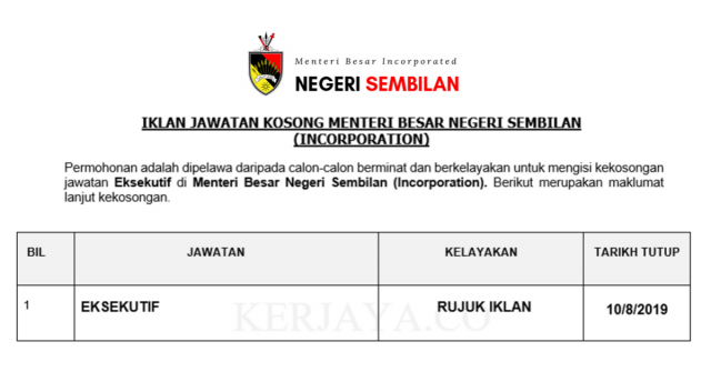 Menteri Besar Negeri Sembilan (Incorporation) ~ Eksekutif