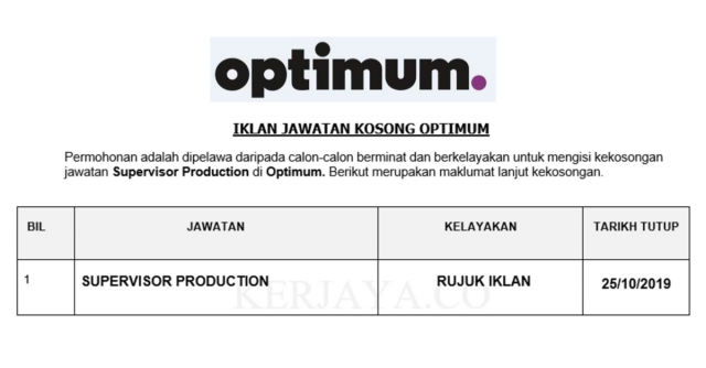 Optimum ~ Supervisor Production