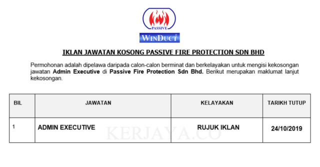 Passive Fire Protection ~ Admin Executive