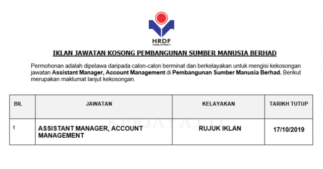 Pembangunan Sumber Manusia ~ Assistant Manager, Account Management