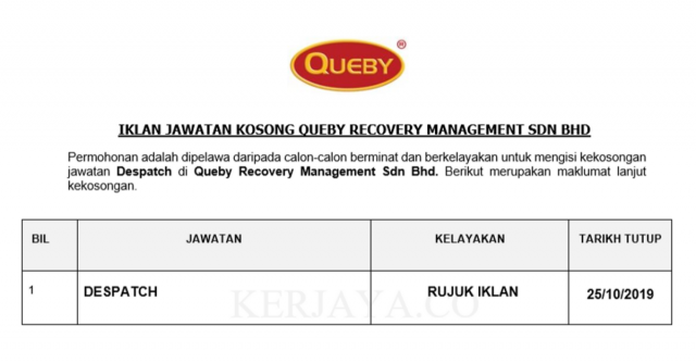 Queby Recovery Management ~ Despatch