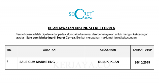 Secret Correa ~ Sale cum Marketing