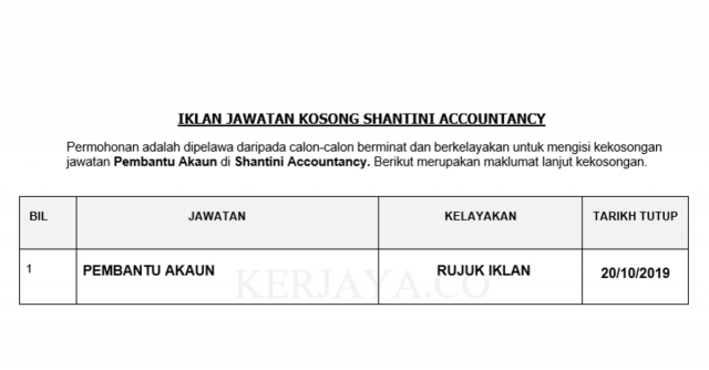 Shantini Accountancy ~ Pembantu Akaun