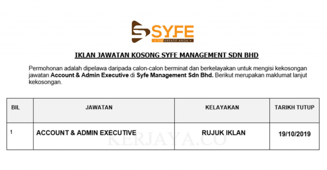 Syfe Management ~ Account & Admin Executive