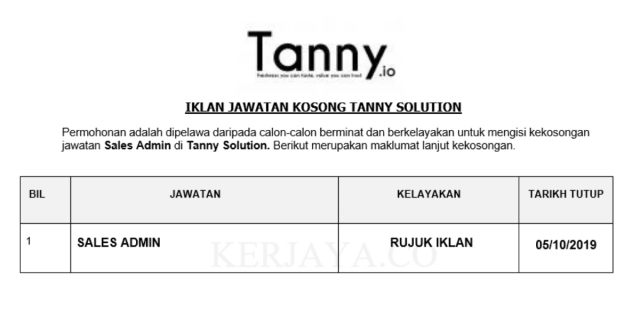 Tanny Solution ~ Sales Admin