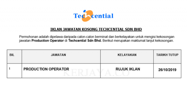 Techcential ~ Production Operator