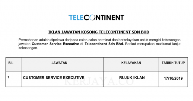 Telecontinent ~ Customer Service Executive
