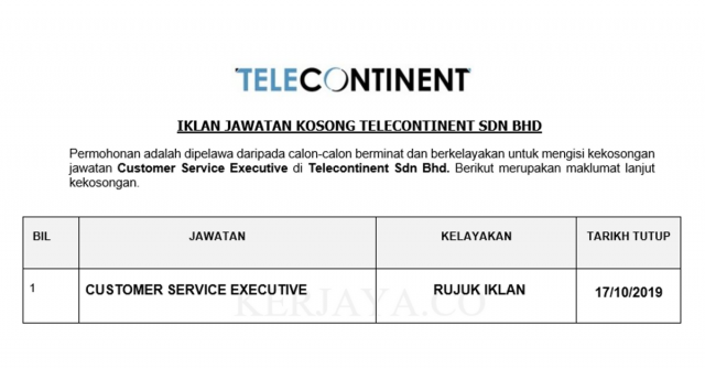 Telecontinent ~ Customer Service Executive
