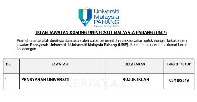 Universiti Malaysia Pahang (UMP) ~ Pensyarah Universiti