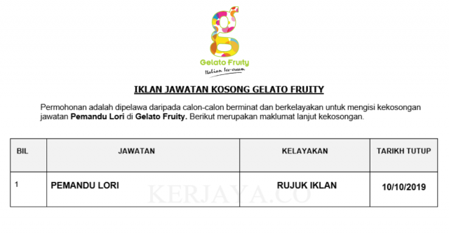 Gelato Fruity ~ Lorry Driver