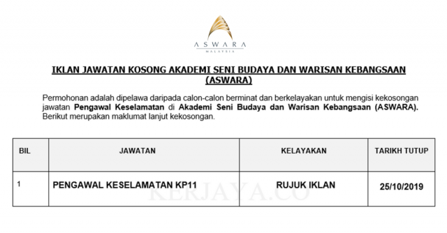 Akademi Seni Budaya dan Warisan Kebangsaan (ASWARA) ~Pengawal Keselamatan