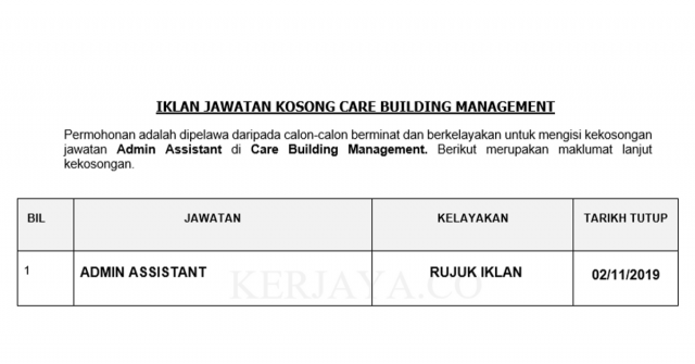 Care Building Management ~ Admin Assistant
