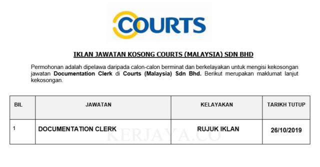 Courts (Malaysia) ~ Documentation Clerk