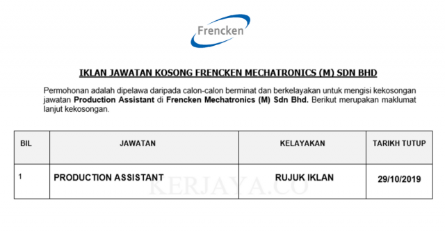 Frencken Mechatronics ~ Production Assistant