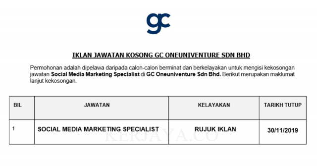 GC Oneuniventure ~ Social Media Marketing Specialist