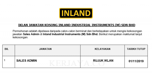 Inland Industrial Instruments ~ Sales Admin