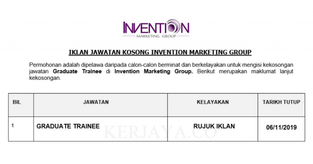 Invention Marketing Group ~ Graduate Trainee