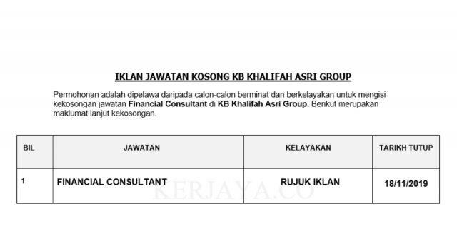 KB Khalifah Asri Group ~ Financial Consultant