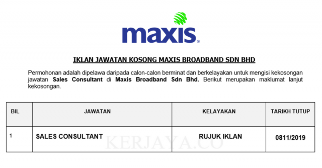 Maxis Broadband ~ Sales Consultant
