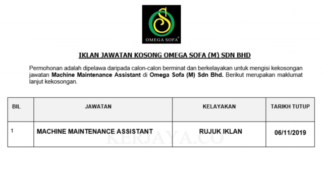 Omega Sofa ~ Machine Maintenance Assistant