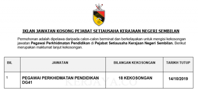 Pejabat Setiausaha Kerajaan Negeri Sembilan ~ Pegawai Perkhidmatan Pendidikan