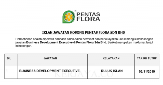 Pentas Flora ~ Business Development Executive