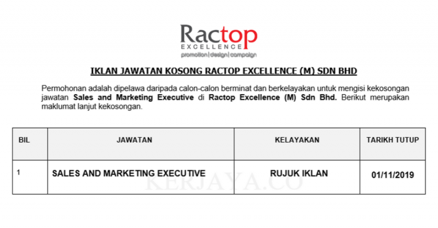 Ractop Excellence ~ Sales and Marketing Executive