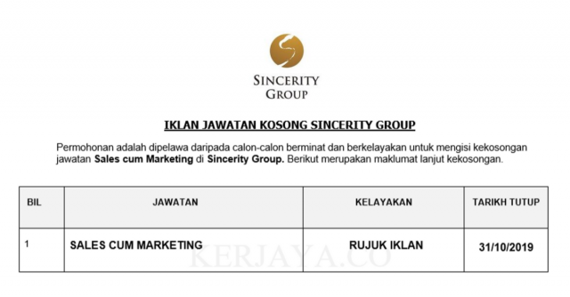 Sincerity Group ~ Sales cum Marketing