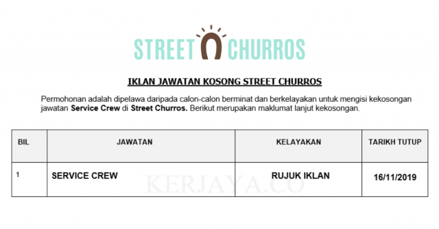 Street Churros ~ Service Crew