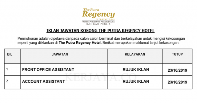 The Putra Regency Hotel ~ Front Office Assistant & Account Assistant