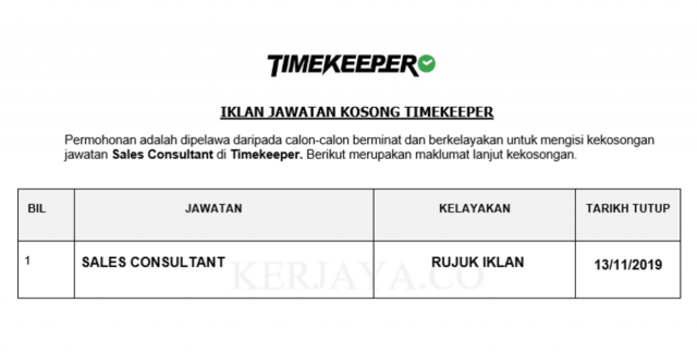 Timekeeper ~ Sales Consultant