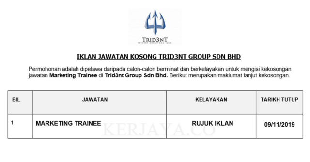 Trid3nt Group ~ Marketing Trainee