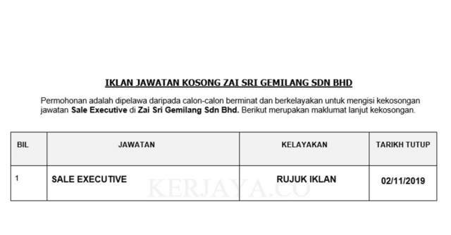 Zai Sri Gemilang ~ Sale Executive