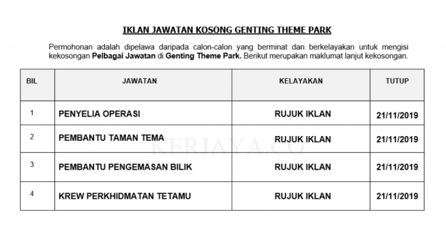 Temuduga Terbuka Genting Theme Park